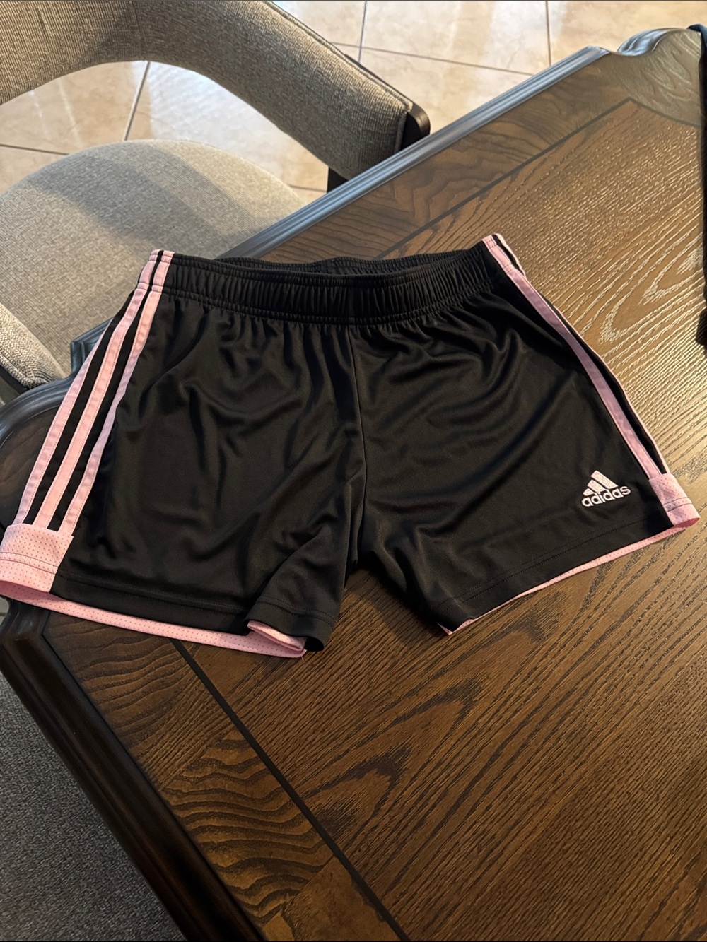 adidas Black Athletic Shorts with Pink Accents
